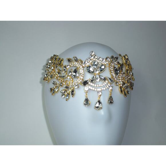 Gold Rhinestone Flapper Great Gatsby Headband Headpiece, 1920s Flapper headband - Picture 1 of 7